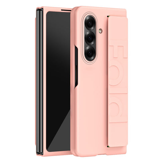 For Samsung Galaxy Z Fold7 5G Case Wristband Rubberized Hard PC Phone Cover - - Pink
