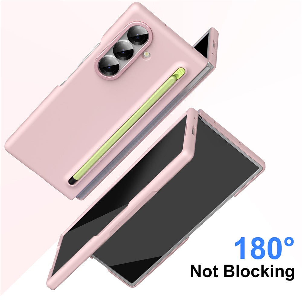 For Samsung Galaxy Z Fold7 5G Case Hard PC Phone Cover with Tempered Glass Film and Stylus - Pink