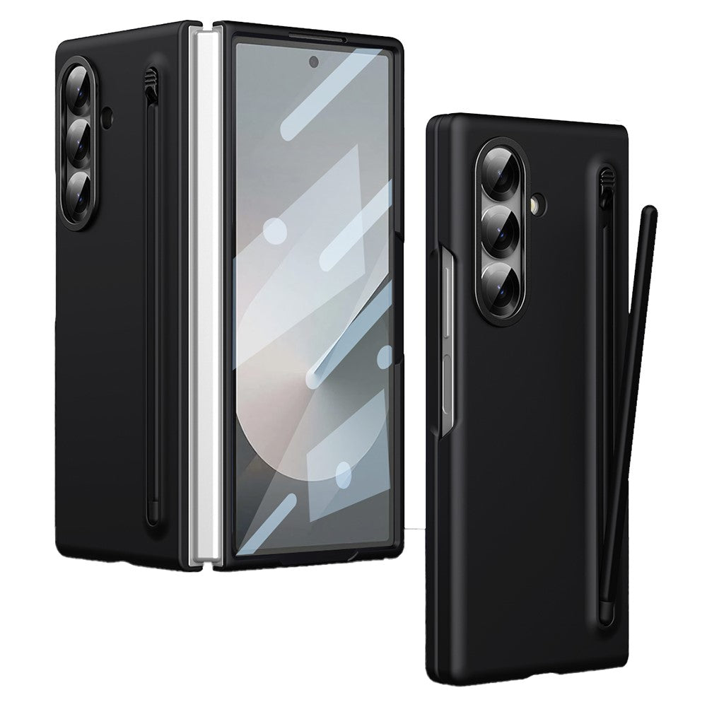 For Samsung Galaxy Z Fold7 5G Case Hard PC Phone Cover with Tempered Glass Film and Stylus - Black