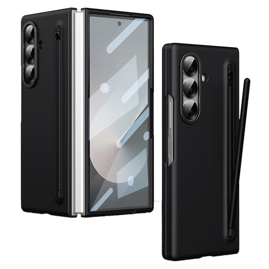 For Samsung Galaxy Z Fold7 5G Case Hard PC Phone Cover with Tempered Glass Film and Stylus - Black
