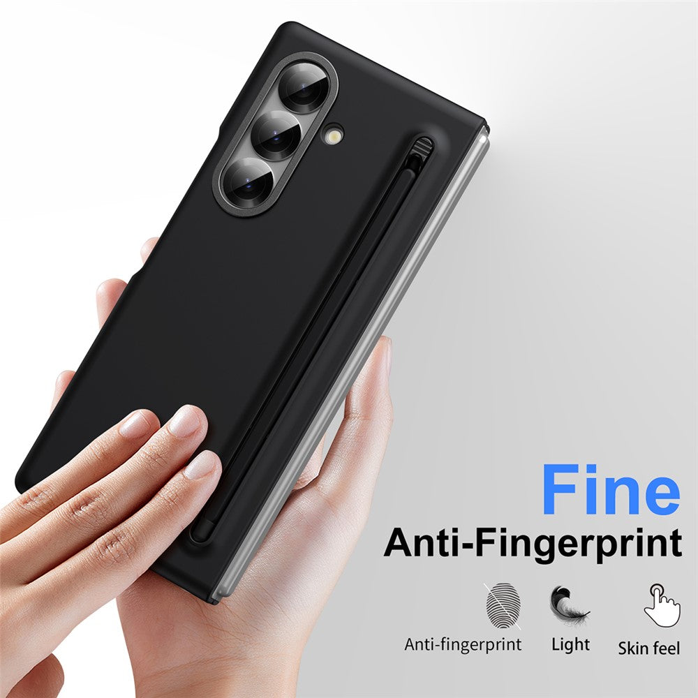 For Samsung Galaxy Z Fold7 5G Case Hard PC Phone Cover with Tempered Glass Film and Stylus - Black