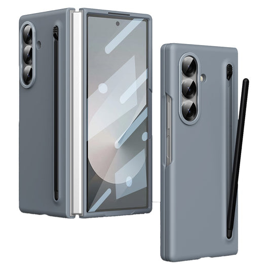 For Samsung Galaxy Z Fold7 5G Case Hard PC Phone Cover with Tempered Glass Film and Stylus - Titanium Grey