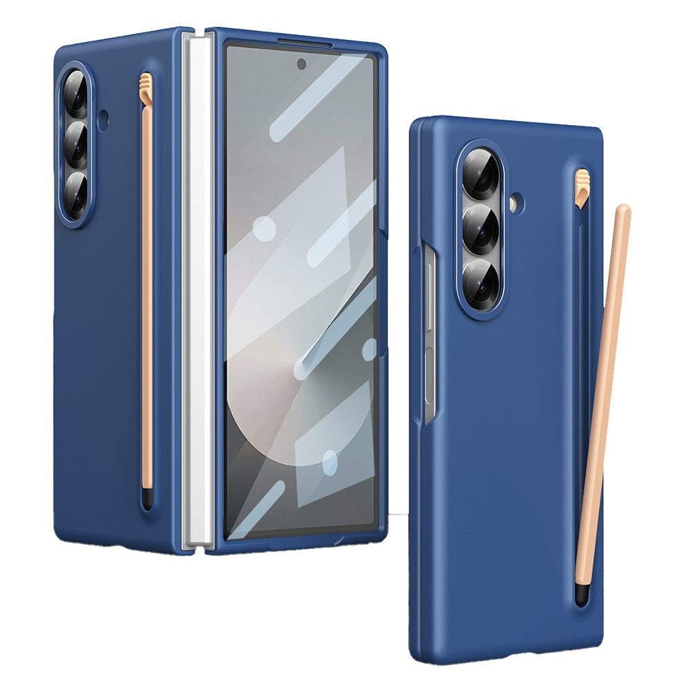 For Samsung Galaxy Z Fold7 5G Case Hard PC Phone Cover with Tempered Glass Film and Stylus - Sapphire