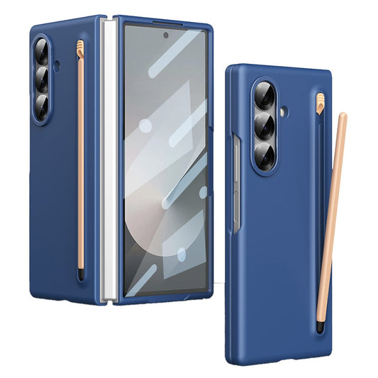 For Samsung Galaxy Z Fold7 5G Case Hard PC Phone Cover with Tempered Glass Film and Stylus - Sapphire