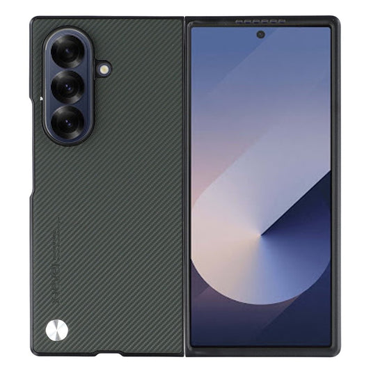 X-LEVEL For Samsung Galaxy Z Fold7 5G Case Carbon Fiber Texture PU Leather + PC Phone Cover - Green