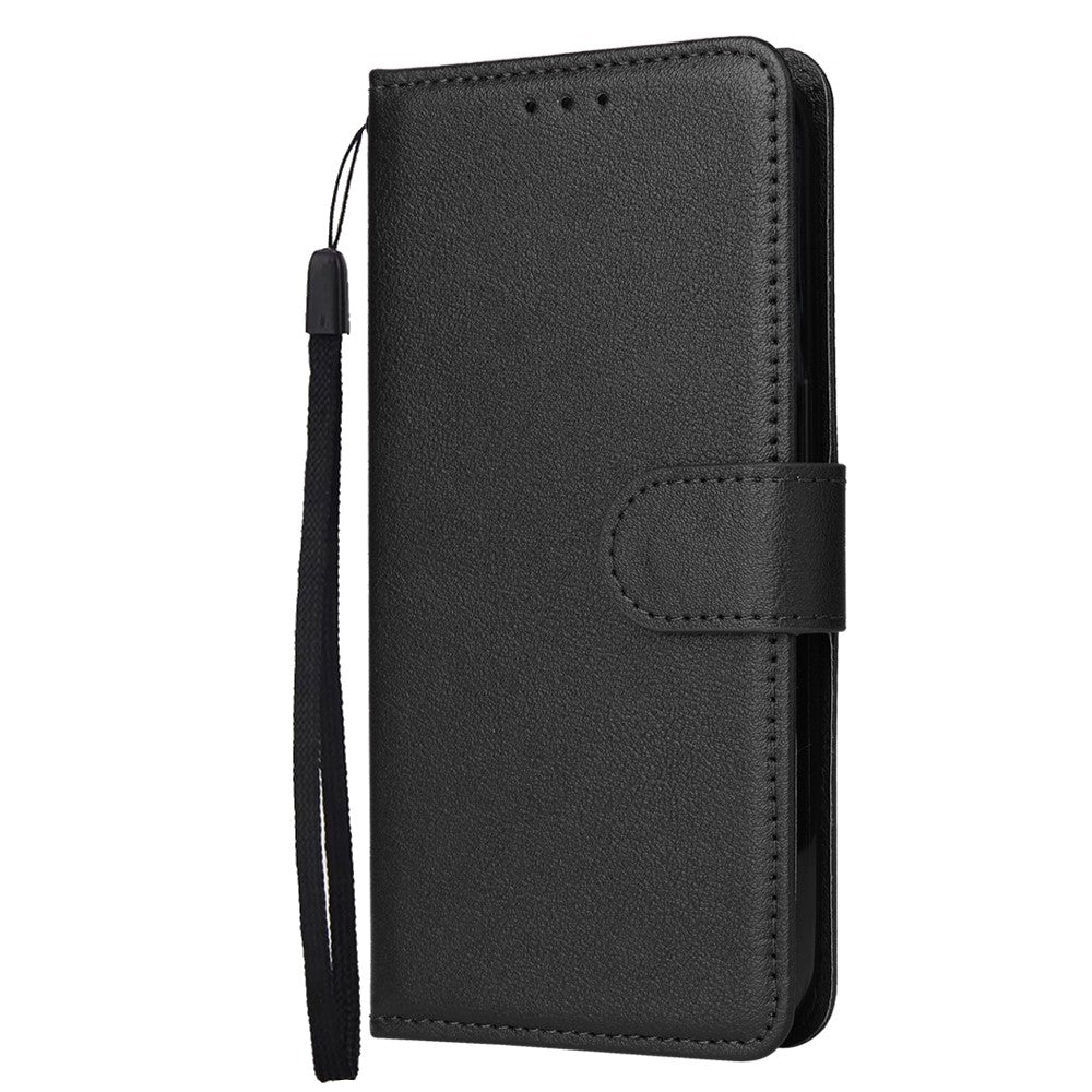 For Oppo Reno14 5G (Global) Case Wallet Stand View PU Leather Phone Cover with Wrist Strap - Black