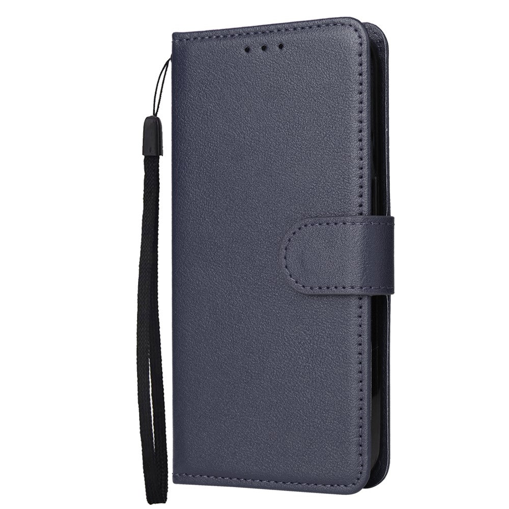 For Oppo Reno14 5G (Global) Case Wallet Stand View PU Leather Phone Cover with Wrist Strap - Blue