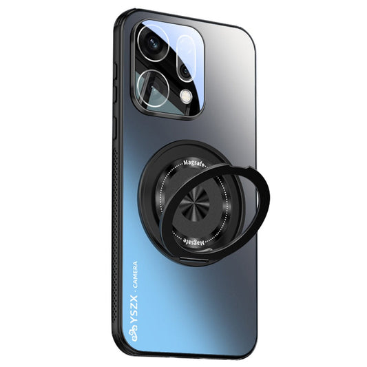 For Oppo Reno14 5G (Global) Magnetic Case Rotating Kickstand PC + TPU Heat Dissipation Phone Cover with Lens Protection - Black