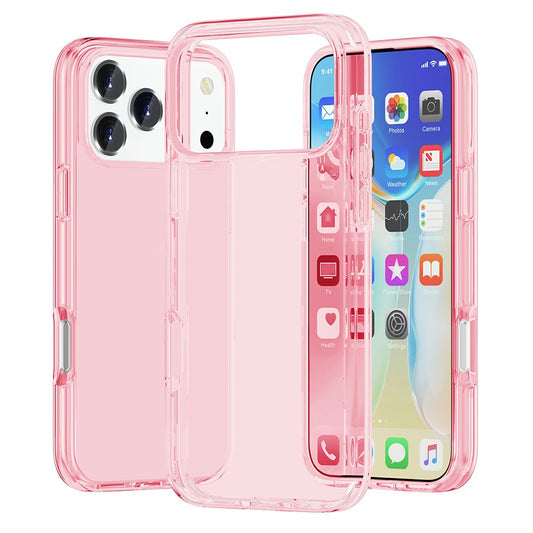 For iPhone 17 Pro Max Case PC + TPU Shockproof Clear Phone Cover - Transparent Pink