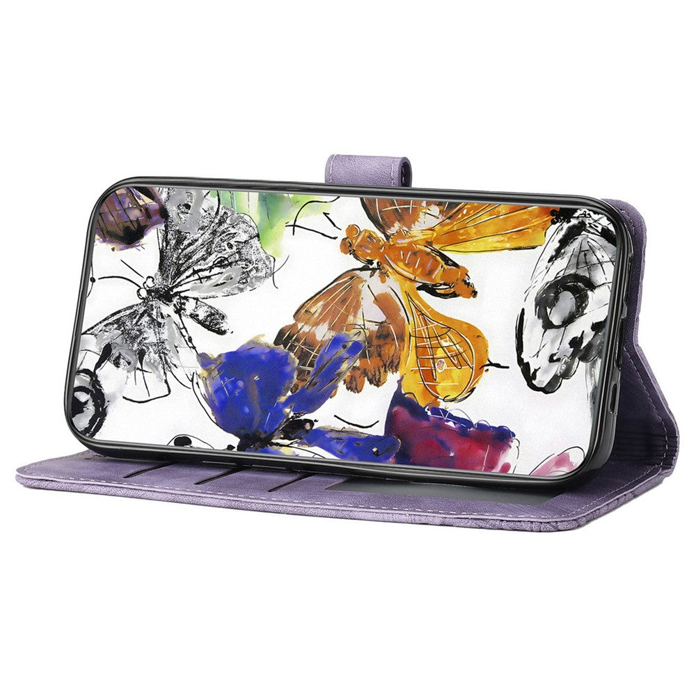 For iPhone 17 Pro Max Case Butterfly Design Flip Wallet Leather Phone Cover Skin-Touch - Purple
