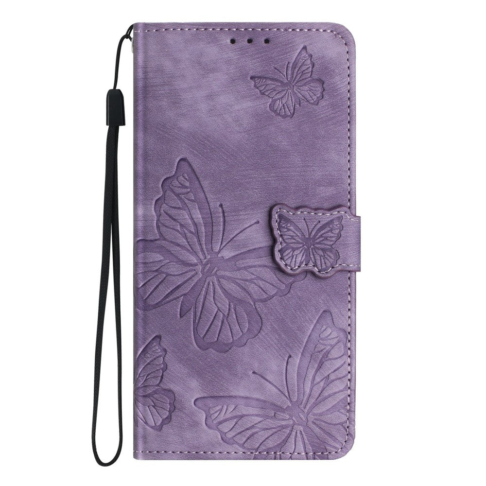 For iPhone 17 Pro Max Case Butterfly Design Flip Wallet Leather Phone Cover Skin-Touch - Purple