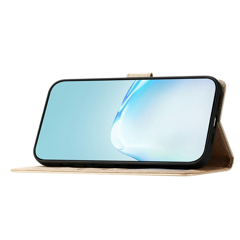 For iPhone 17 Pro Max Wallet Case Leather Folio Phone Cover Magnetic Clasp - Gold