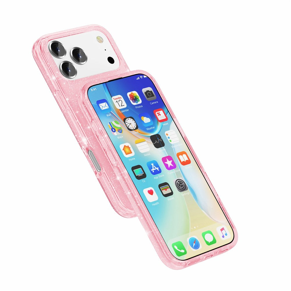 For iPhone 17 Pro Max Case Compatible with MagSafe Glitter Powder PC + TPU Phone Cover - Pink