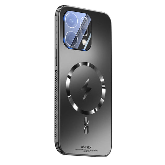 For Oppo Reno14 5G (Global) Case Compatible with MagSafe Matte PC + TPU Heat Dissipation Phone Cover - Black