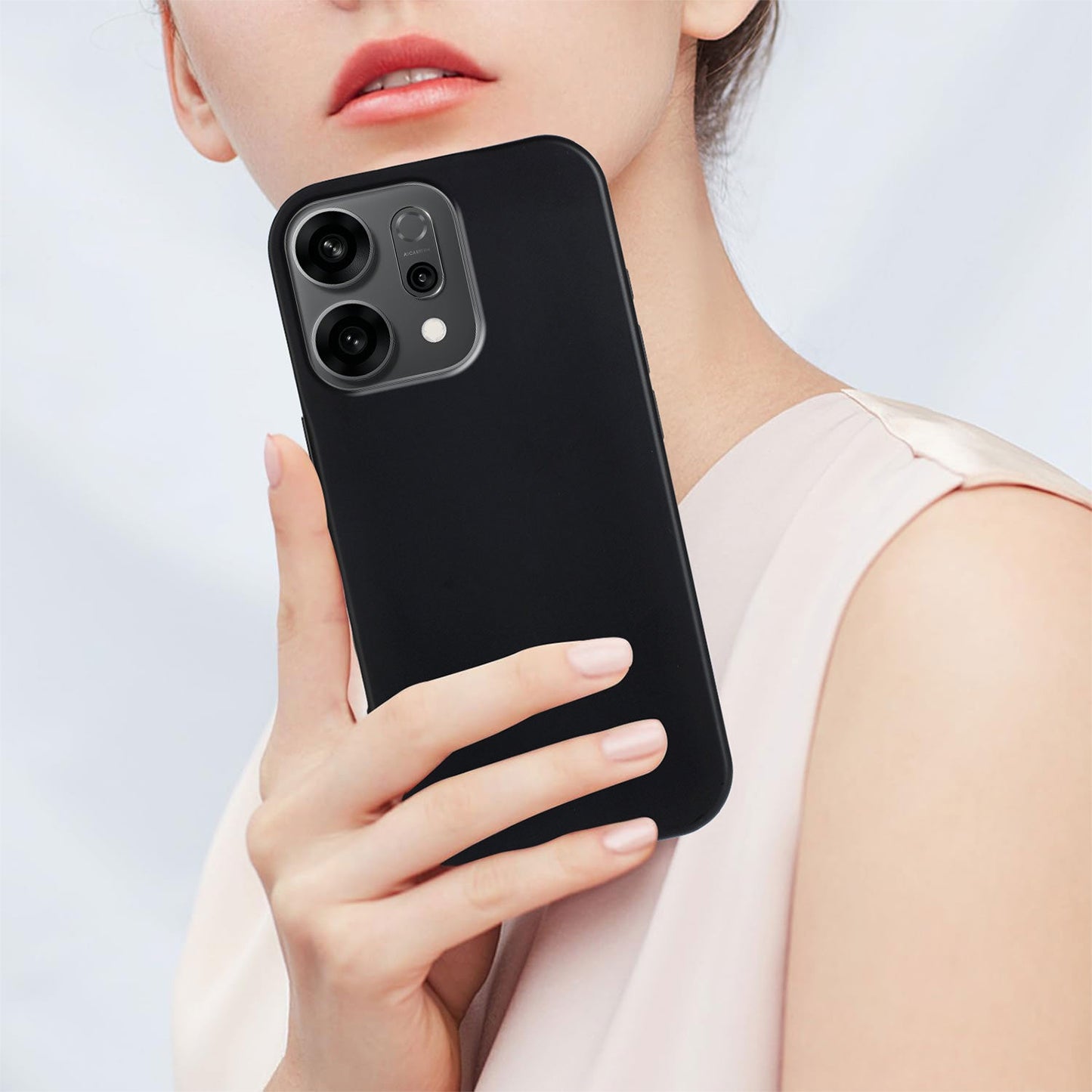 For Oppo Reno14 5G (China) / Oppo Reno14 5G (Global) TPU Case Soft Matte Anti-fingerprint Phone Back Cover - Black