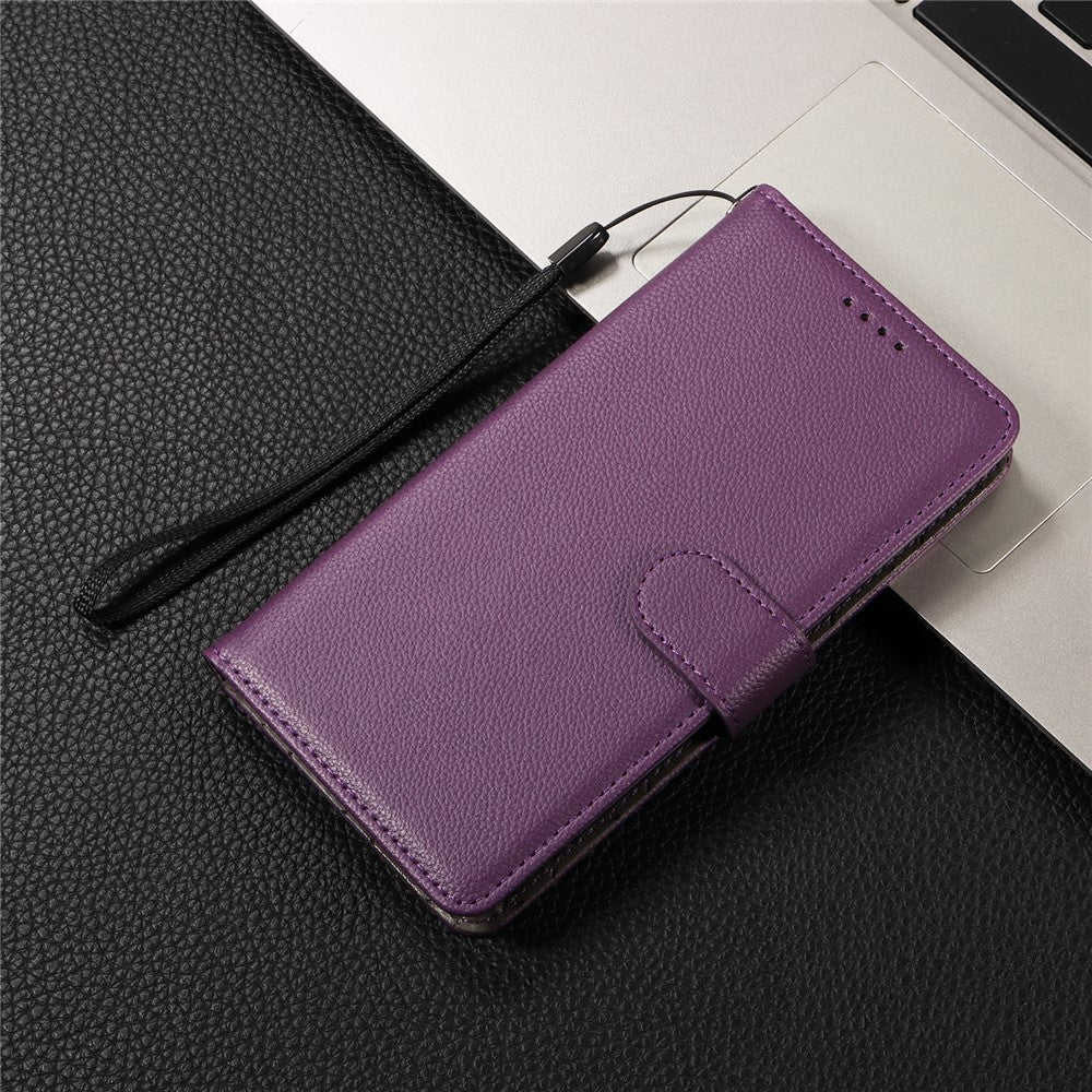 For iPhone 17 Pro Max Case RFID Blocking 3 Card Slots PU Leather Phone Cover with Wrist Strap - Purple