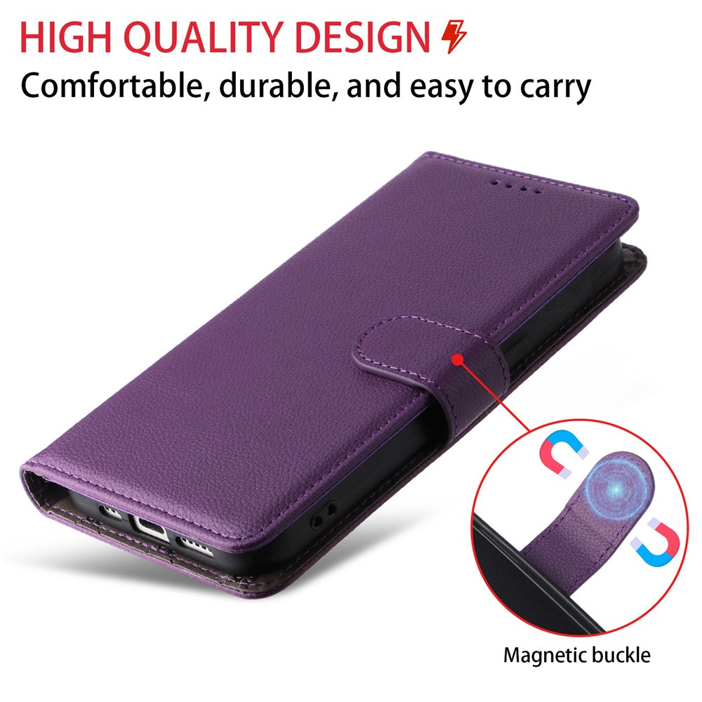 For iPhone 17 Pro Max Case RFID Blocking 3 Card Slots PU Leather Phone Cover with Wrist Strap - Purple