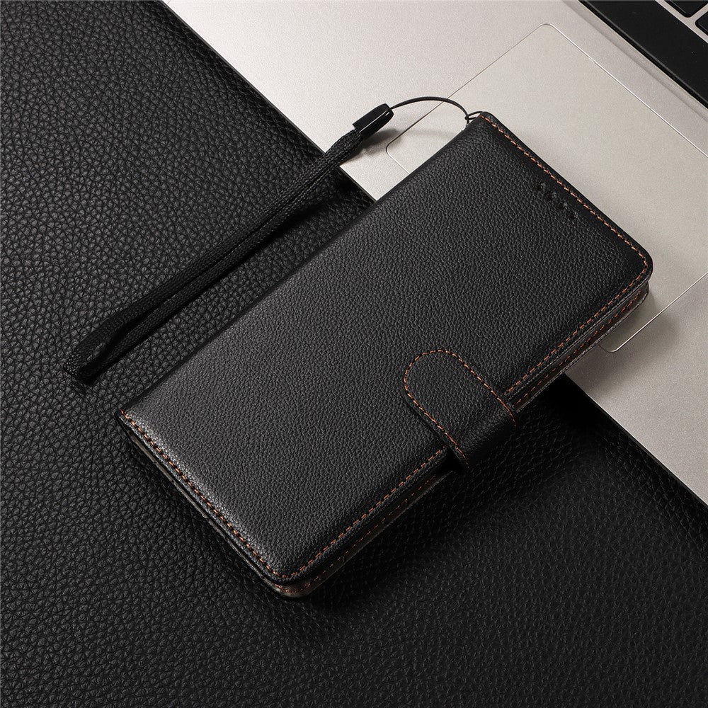 For iPhone 17 Pro Max Case RFID Blocking 3 Card Slots PU Leather Phone Cover with Wrist Strap - Black