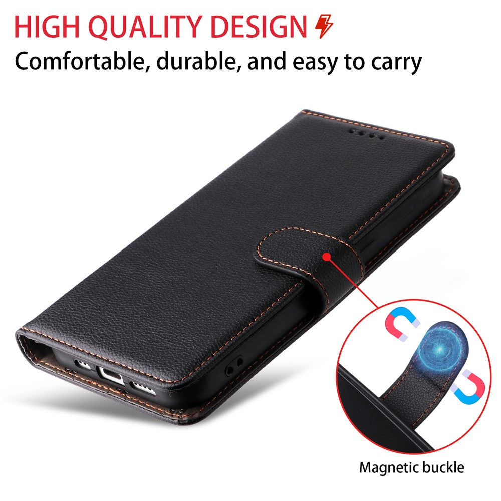For iPhone 17 Pro Max Case RFID Blocking 3 Card Slots PU Leather Phone Cover with Wrist Strap - Black