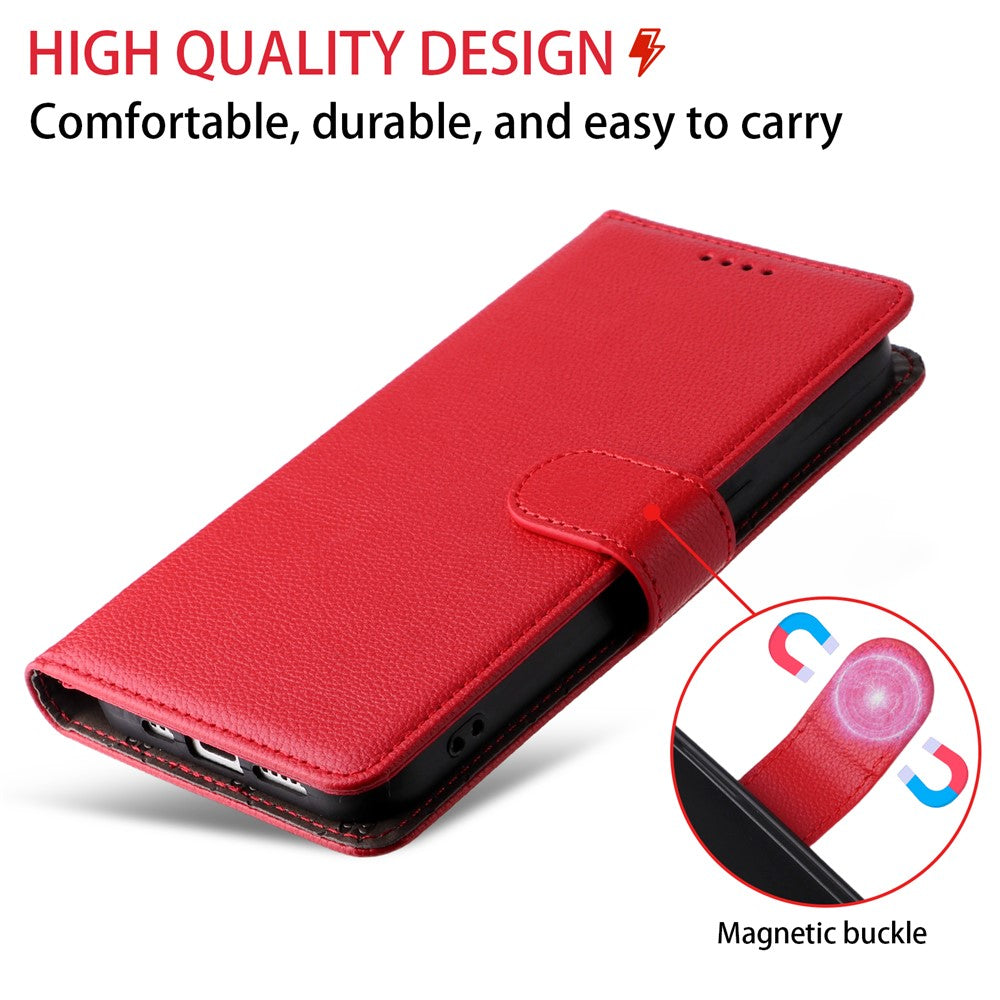 For iPhone 17 Pro Max Case RFID Blocking 3 Card Slots PU Leather Phone Cover with Wrist Strap - Red