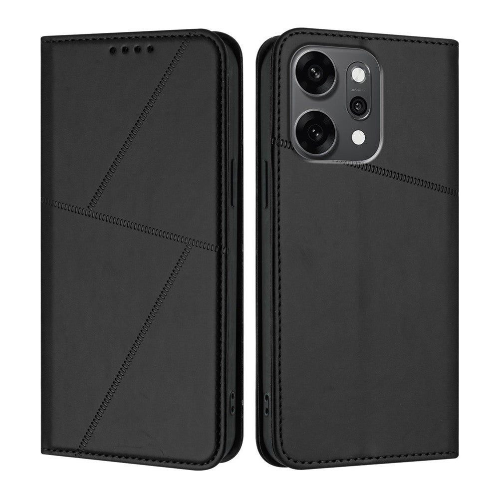 For Oppo Reno14 Pro 5G (China) / Oppo Reno14 Pro 5G (Global) Wallet Case Magnetic Closure Leather Flip Phone Cover with Stand - Black