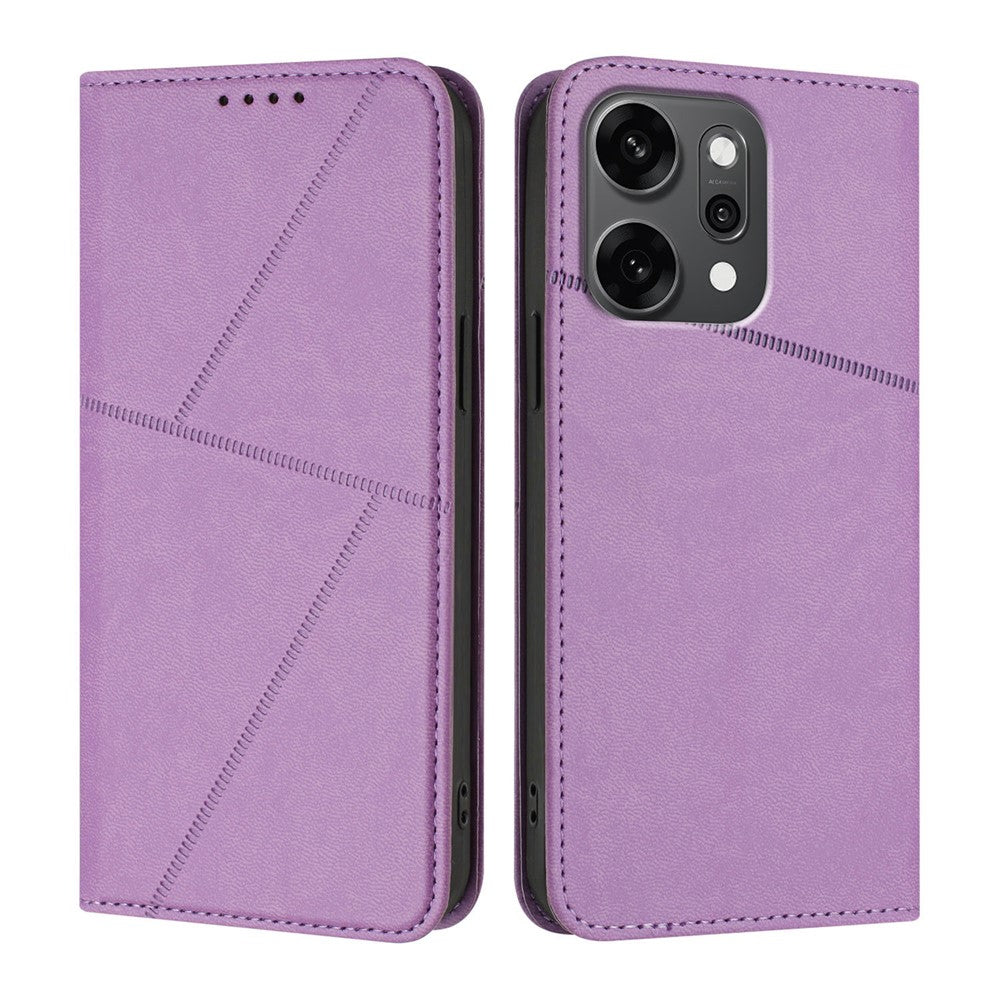 For Oppo Reno14 Pro 5G (China) / Oppo Reno14 Pro 5G (Global) Wallet Case Magnetic Closure Leather Flip Phone Cover with Stand - Purple