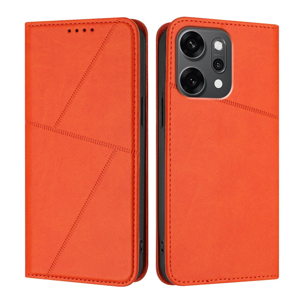 For Oppo Reno14 Pro 5G (China) / Oppo Reno14 Pro 5G (Global) Wallet Case Magnetic Closure Leather Flip Phone Cover with Stand - Orange