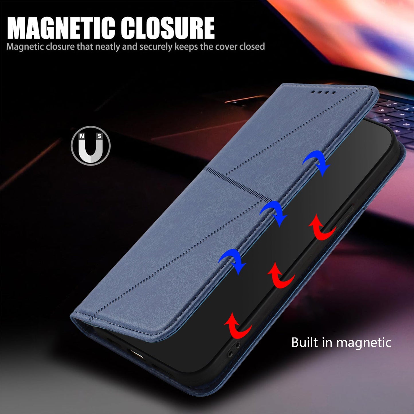 For Oppo Reno14 5G (China) / Oppo Reno14 5G (Global) Wallet Case Magnetic Closure Leather Flip Phone Cover with Stand - Royal Blue