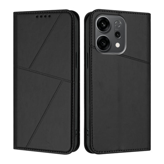 For Oppo Reno14 5G (China) / Oppo Reno14 5G (Global) Wallet Case Magnetic Closure Leather Flip Phone Cover with Stand - Black