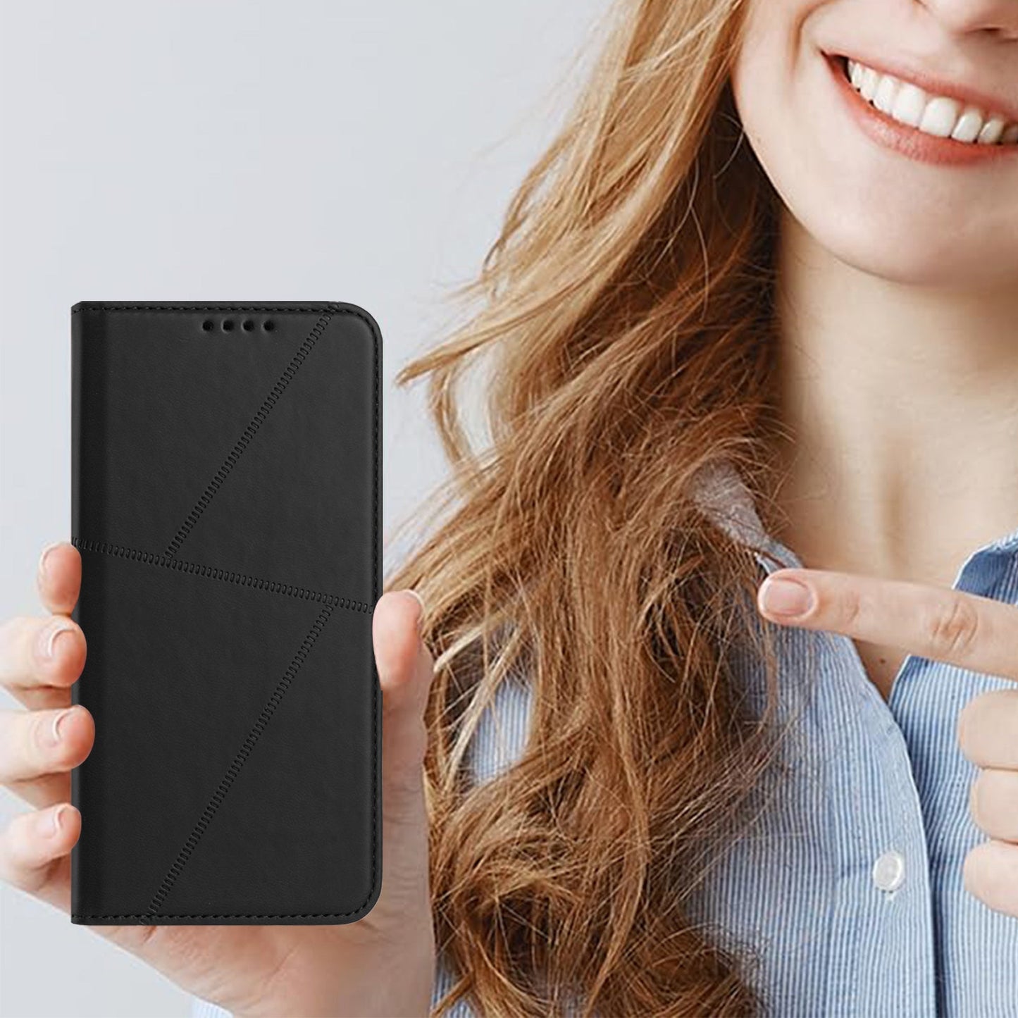 For Oppo Reno14 5G (China) / Oppo Reno14 5G (Global) Wallet Case Magnetic Closure Leather Flip Phone Cover with Stand - Black