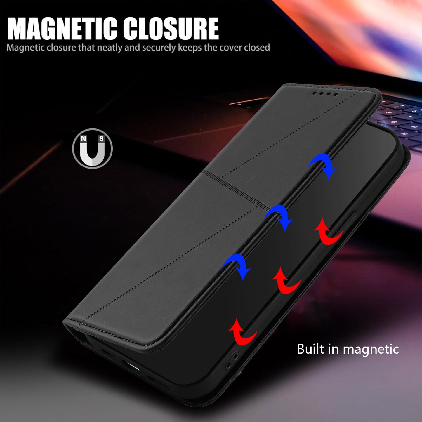 For Oppo Reno14 5G (China) / Oppo Reno14 5G (Global) Wallet Case Magnetic Closure Leather Flip Phone Cover with Stand - Black