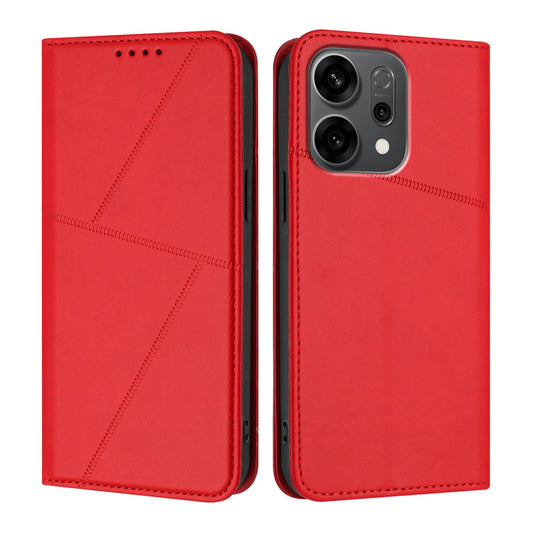 For Oppo Reno14 5G (China) / Oppo Reno14 5G (Global) Wallet Case Magnetic Closure Leather Flip Phone Cover with Stand - Red