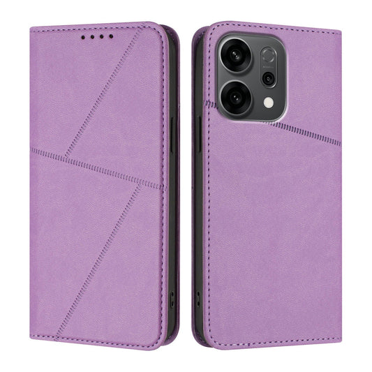 For Oppo Reno14 5G (China) / Oppo Reno14 5G (Global) Wallet Case Magnetic Closure Leather Flip Phone Cover with Stand - Purple