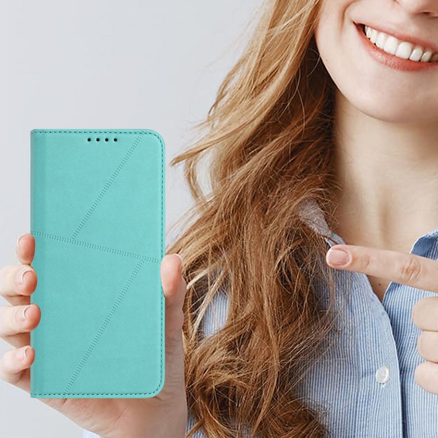 For Oppo Reno14 5G (China) / Oppo Reno14 5G (Global) Wallet Case Magnetic Closure Leather Flip Phone Cover with Stand - Light Blue
