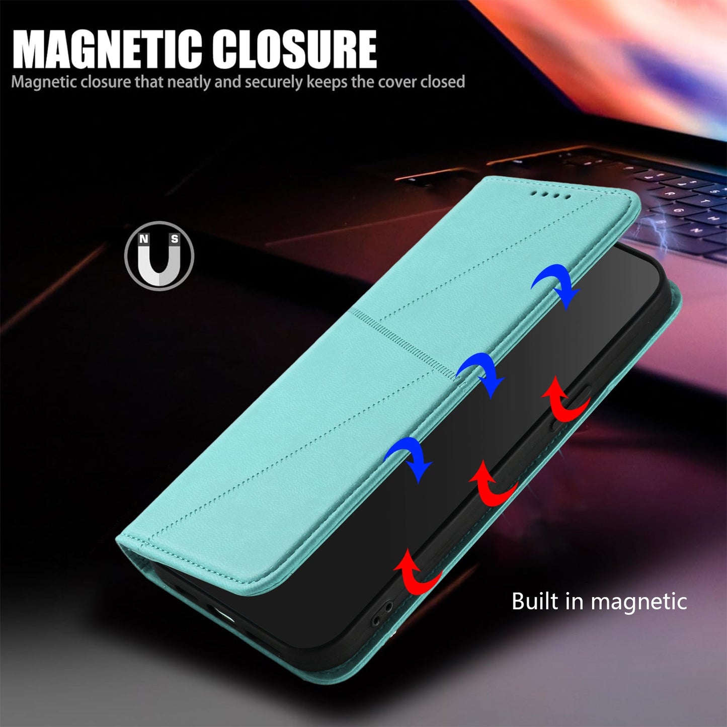 For Oppo Reno14 5G (China) / Oppo Reno14 5G (Global) Wallet Case Magnetic Closure Leather Flip Phone Cover with Stand - Light Blue