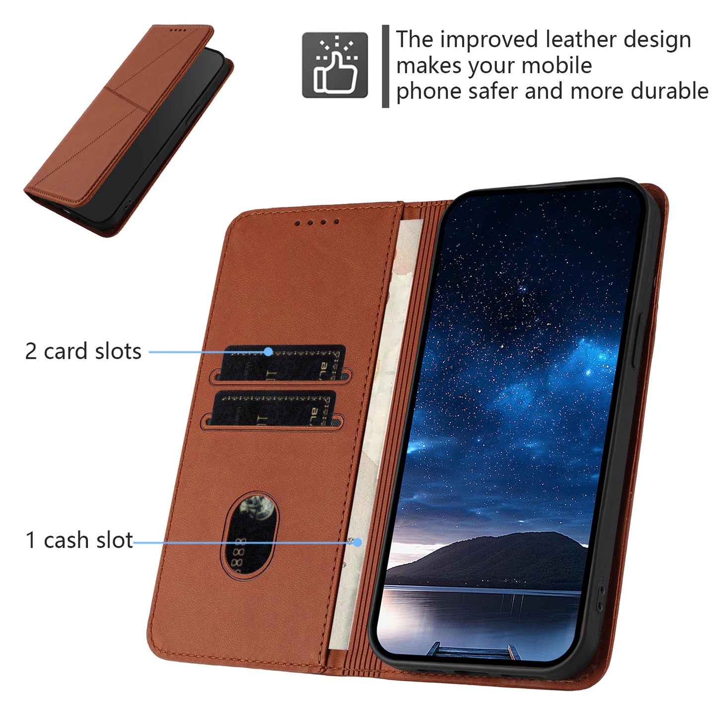 For Oppo Reno14 5G (China) / Oppo Reno14 5G (Global) Wallet Case Magnetic Closure Leather Flip Phone Cover with Stand - Coffee