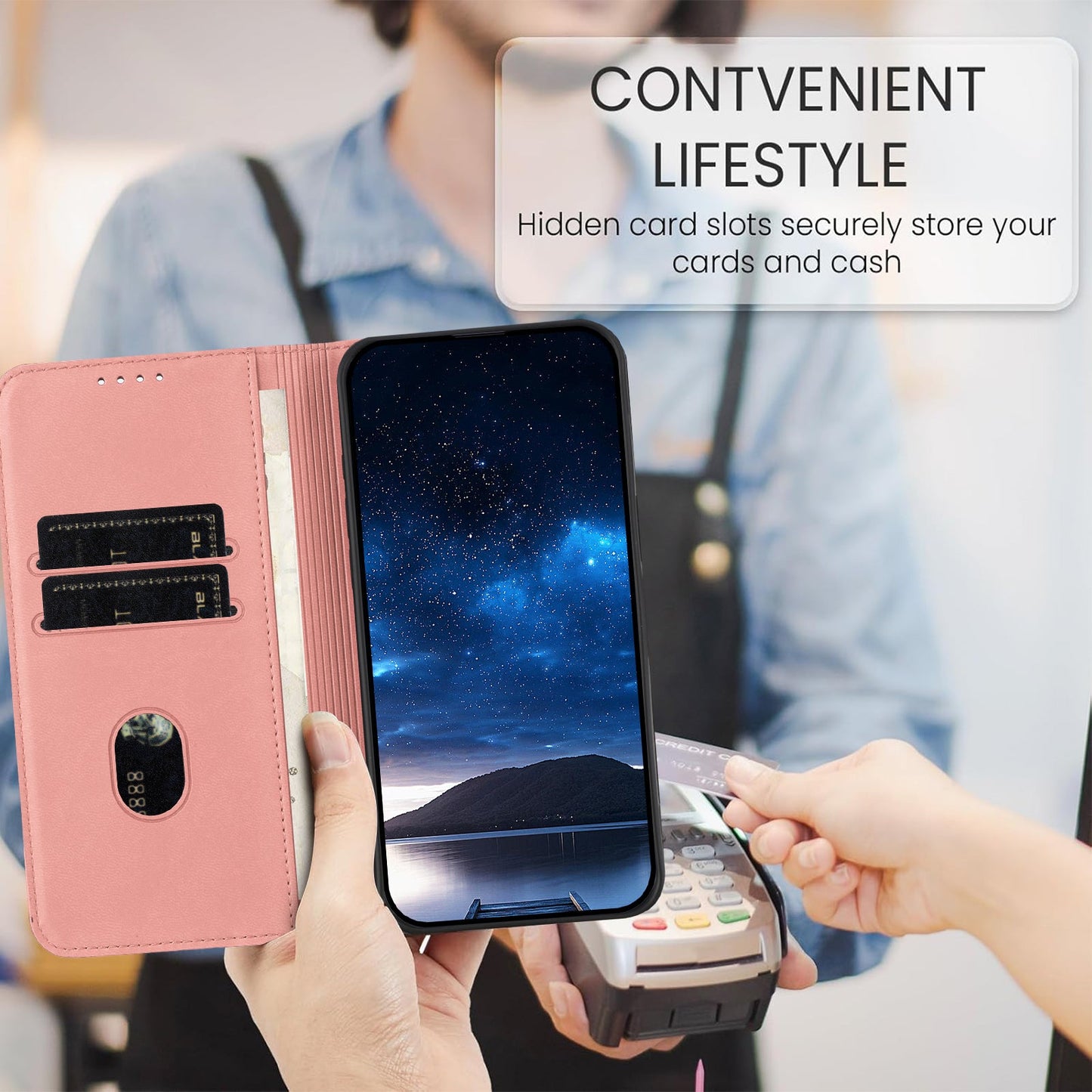 For Oppo Reno14 5G (China) / Oppo Reno14 5G (Global) Wallet Case Magnetic Closure Leather Flip Phone Cover with Stand - Pink