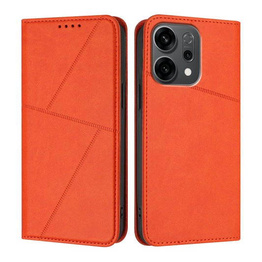 For Oppo Reno14 5G (China) / Oppo Reno14 5G (Global) Wallet Case Magnetic Closure Leather Flip Phone Cover with Stand - Orange