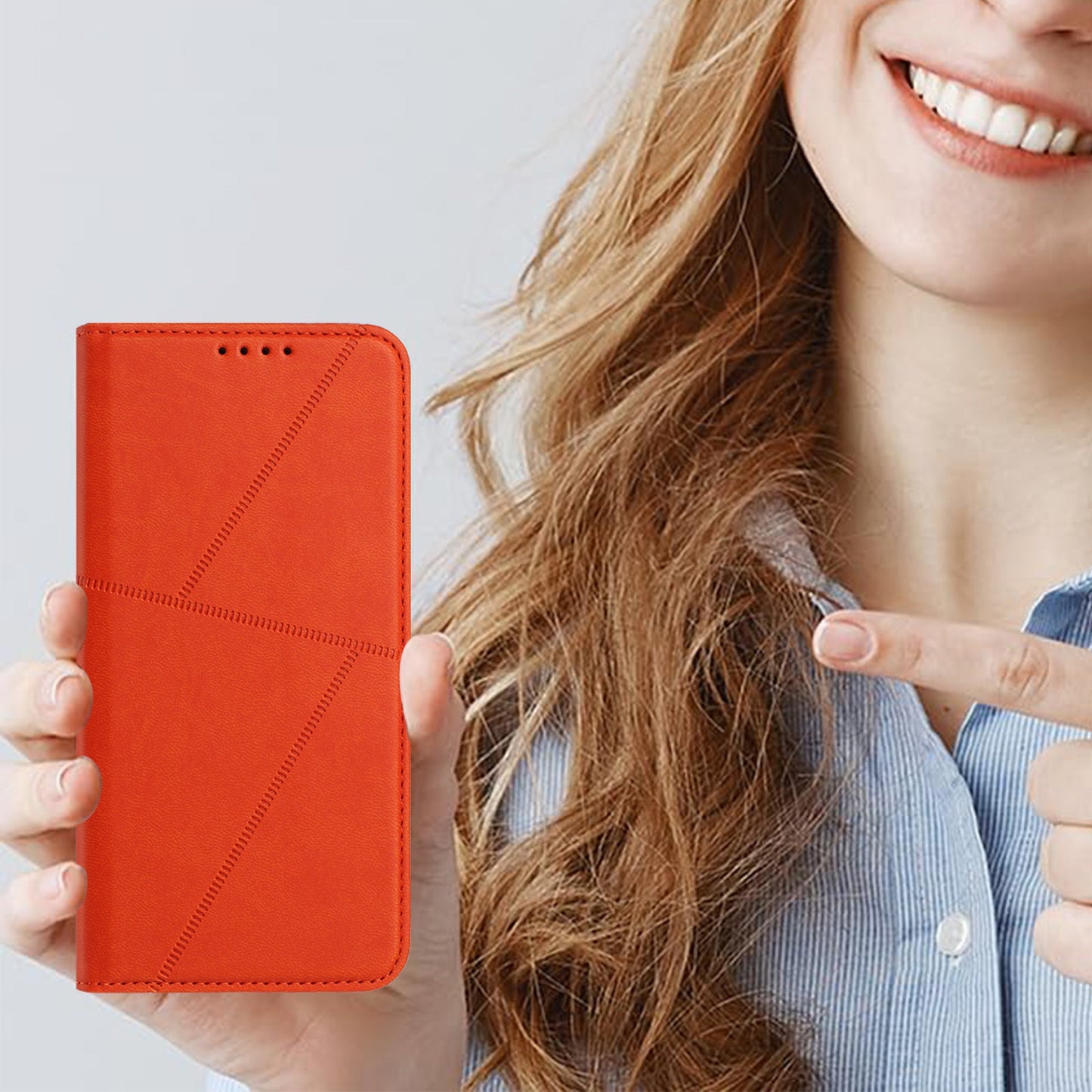 For Oppo Reno14 5G (China) / Oppo Reno14 5G (Global) Wallet Case Magnetic Closure Leather Flip Phone Cover with Stand - Orange