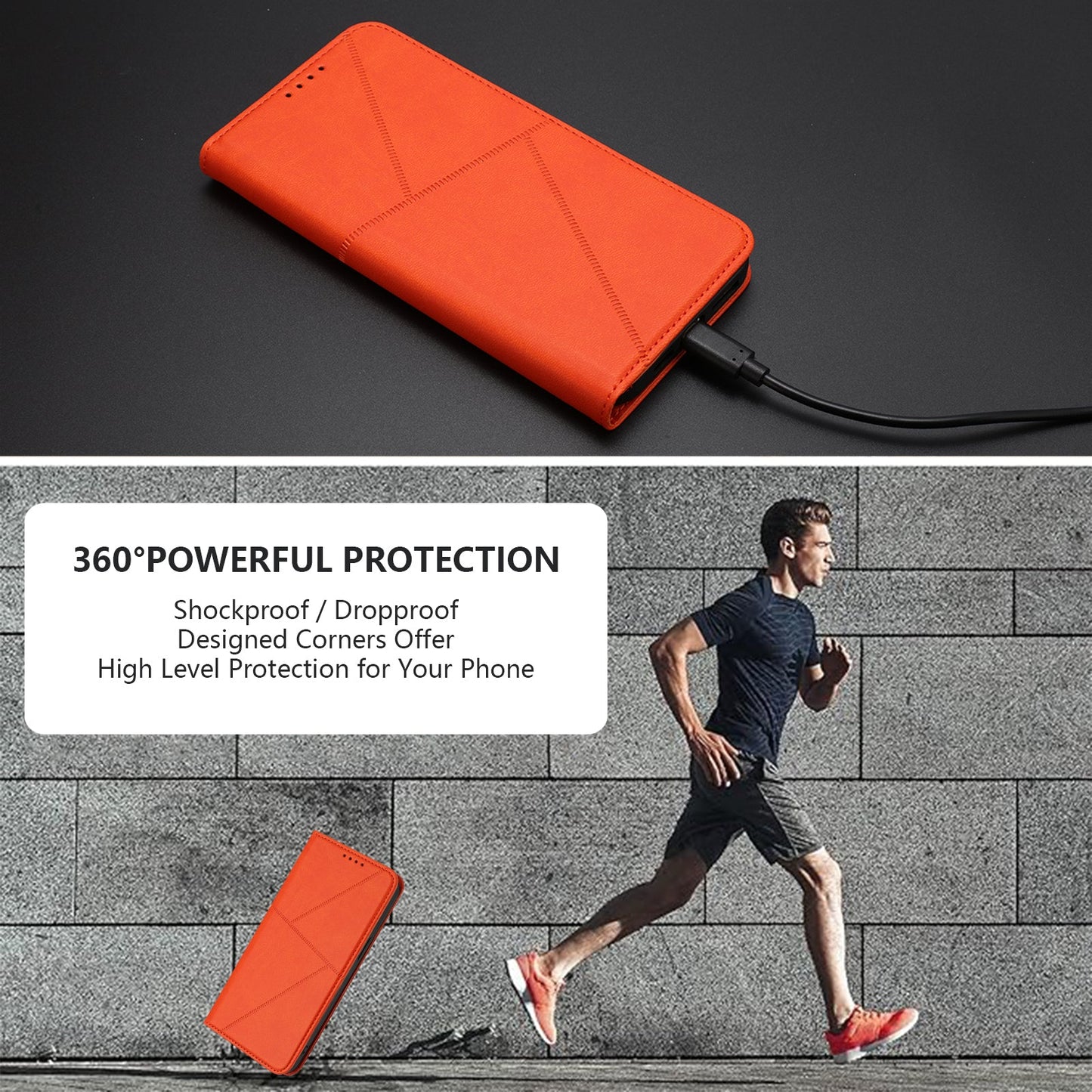 For Oppo Reno14 5G (China) / Oppo Reno14 5G (Global) Wallet Case Magnetic Closure Leather Flip Phone Cover with Stand - Orange