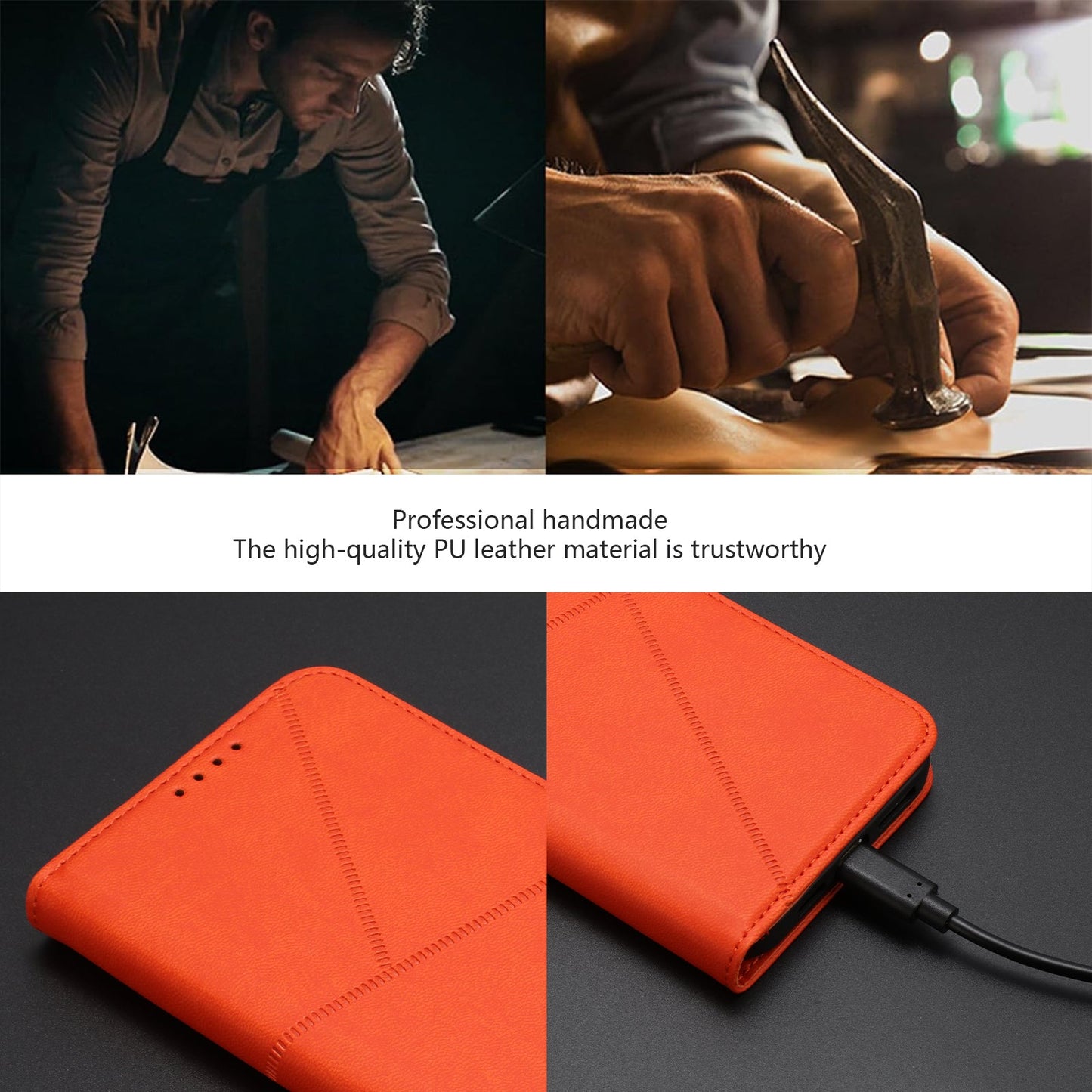 For Oppo Reno14 5G (China) / Oppo Reno14 5G (Global) Wallet Case Magnetic Closure Leather Flip Phone Cover with Stand - Orange