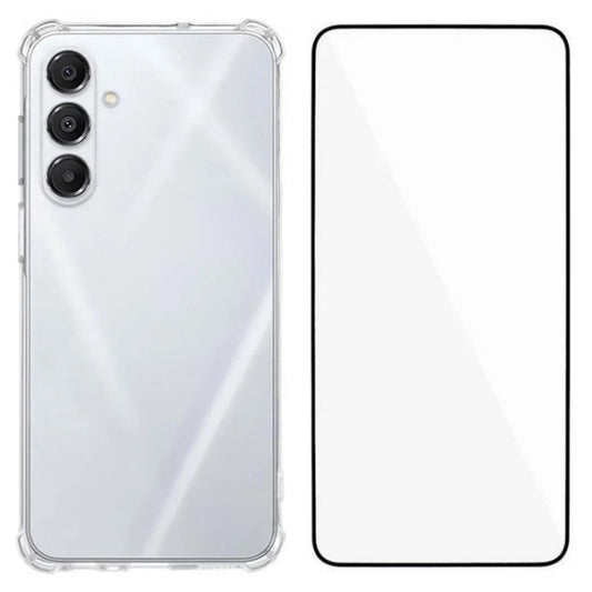 For Samsung Galaxy A17 5G TPU Case WANLONFENG WL3 Series 1.5mm Phone Cover with Tempered Glass Film - Transparent