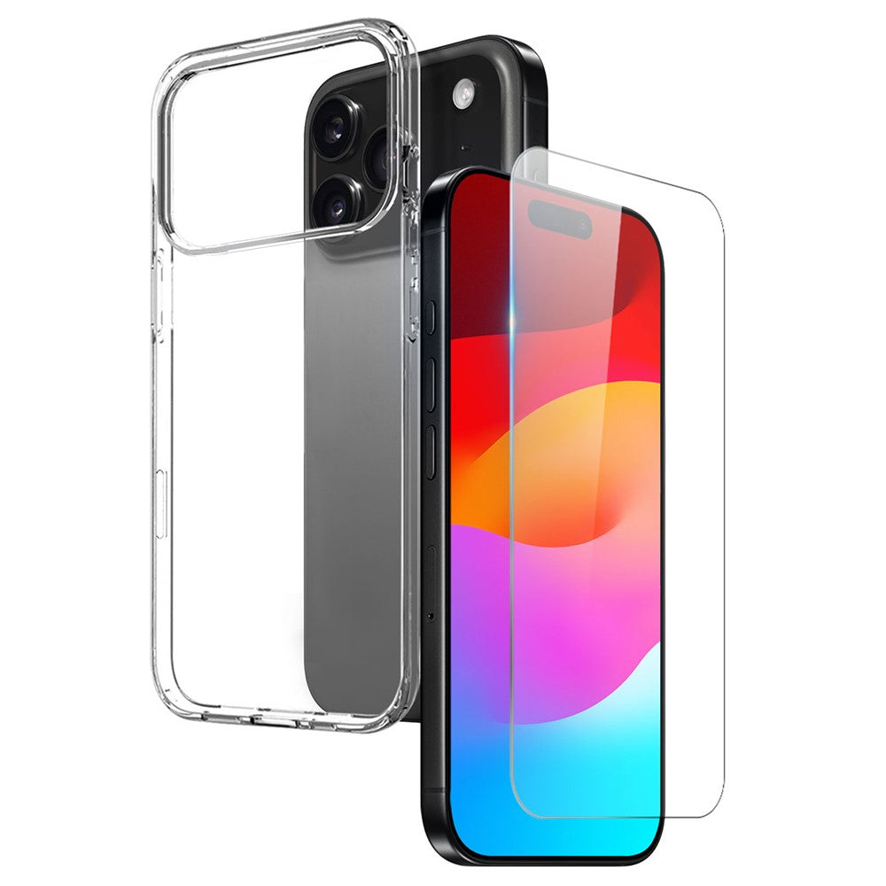 NORTHJO For iPhone 17 Pro Max Case Soft TPU Clear Phone Cover with Tempered Glass Screen Protector