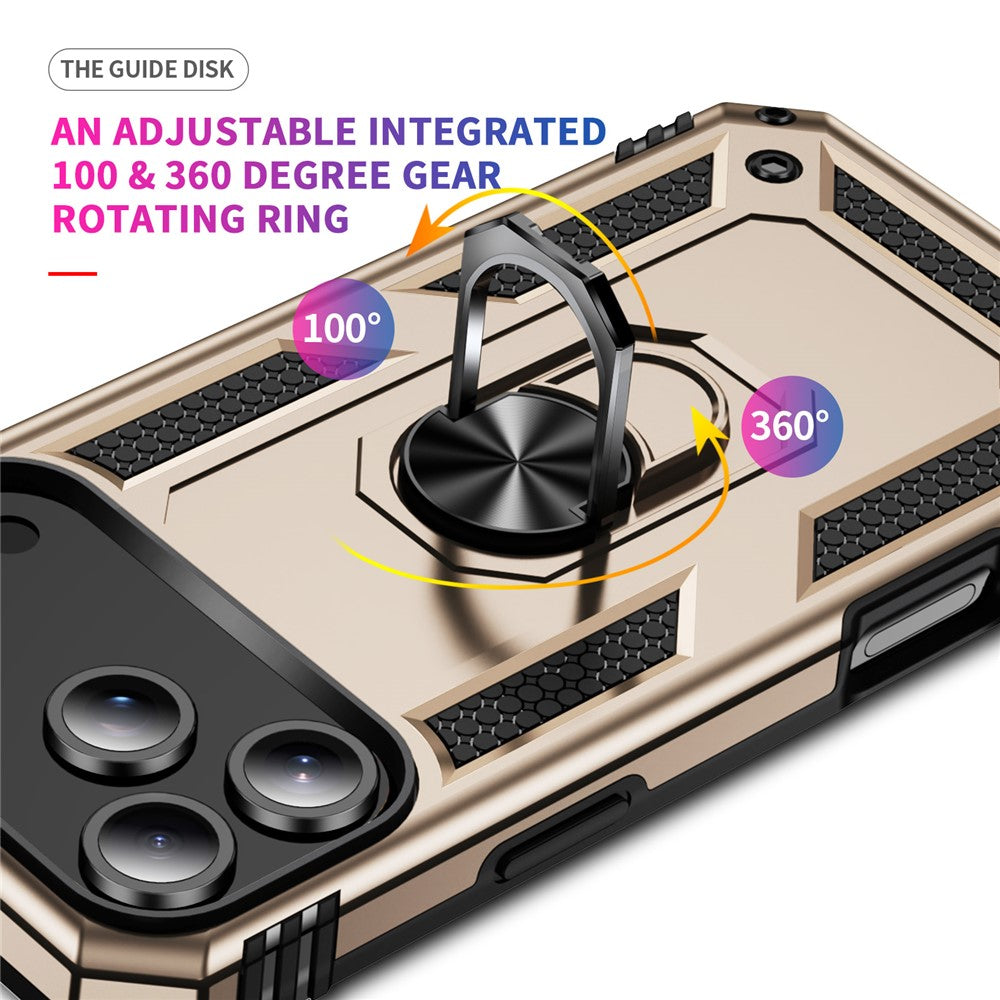 For iPhone 17 Pro Max Case PC + TPU Phone Cover with Kickstand - Gold