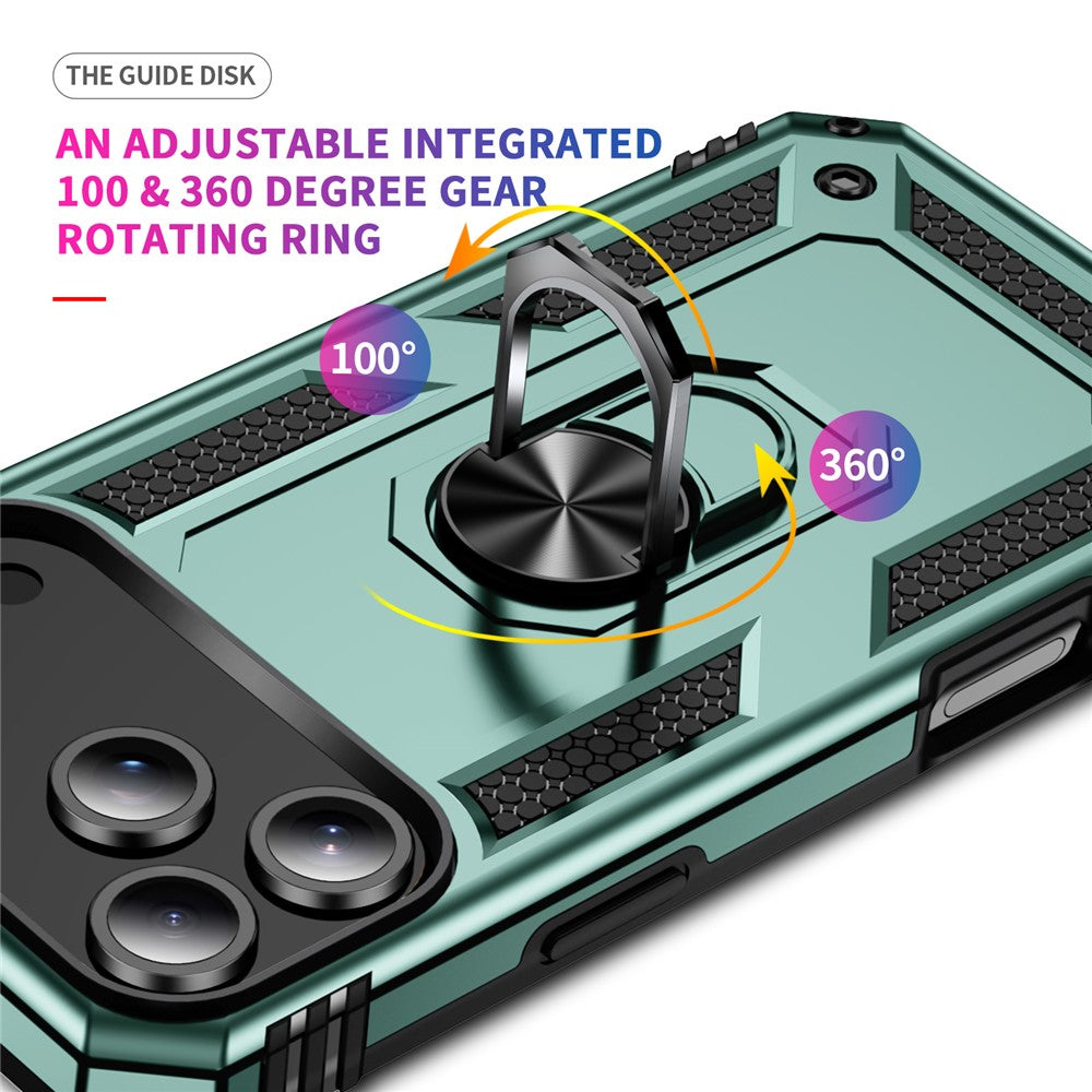 For iPhone 17 Pro Max Case PC + TPU Phone Cover with Kickstand - Blackish Green