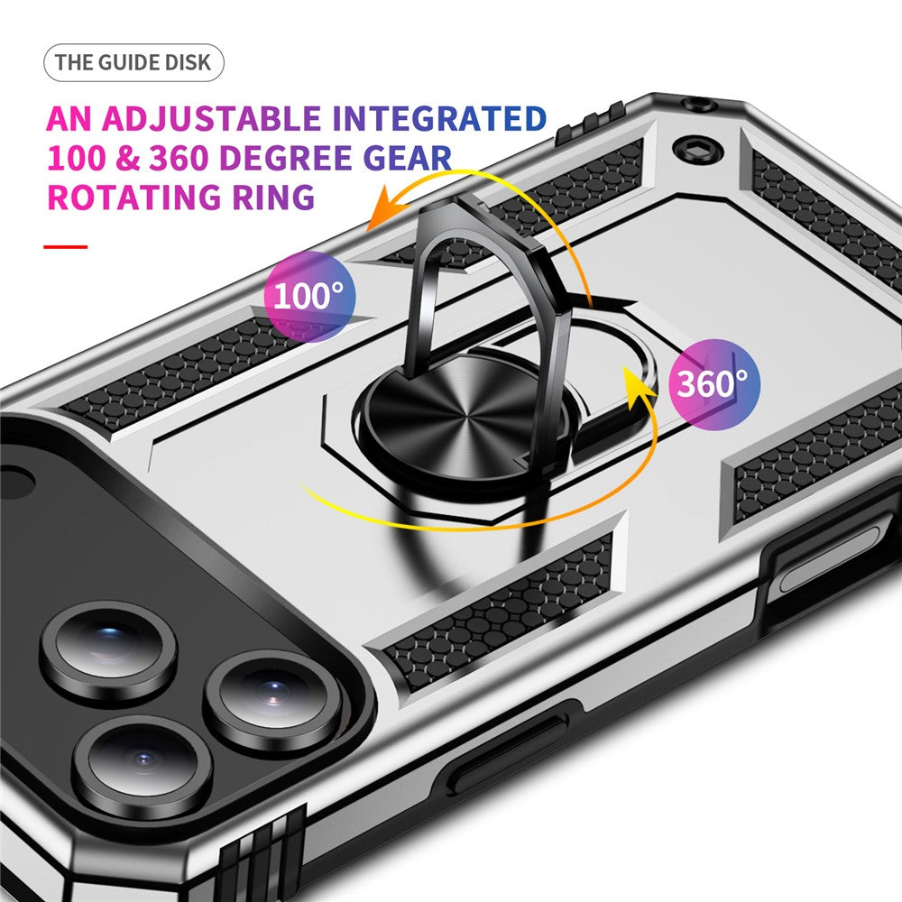 For iPhone 17 Pro Max Case PC + TPU Phone Cover with Kickstand - Silver