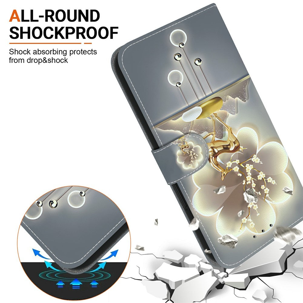 For iPhone 17 Pro Max Case Pattern Printing Anti-Drop Leather Flip Wallet Phone Cover with Lanyard - Sika Deer