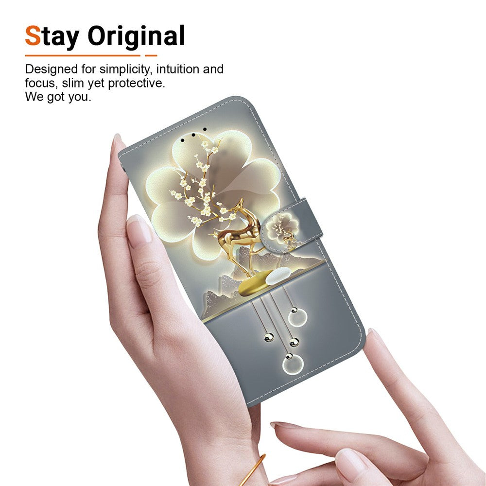 For iPhone 17 Pro Max Case Pattern Printing Anti-Drop Leather Flip Wallet Phone Cover with Lanyard - Sika Deer