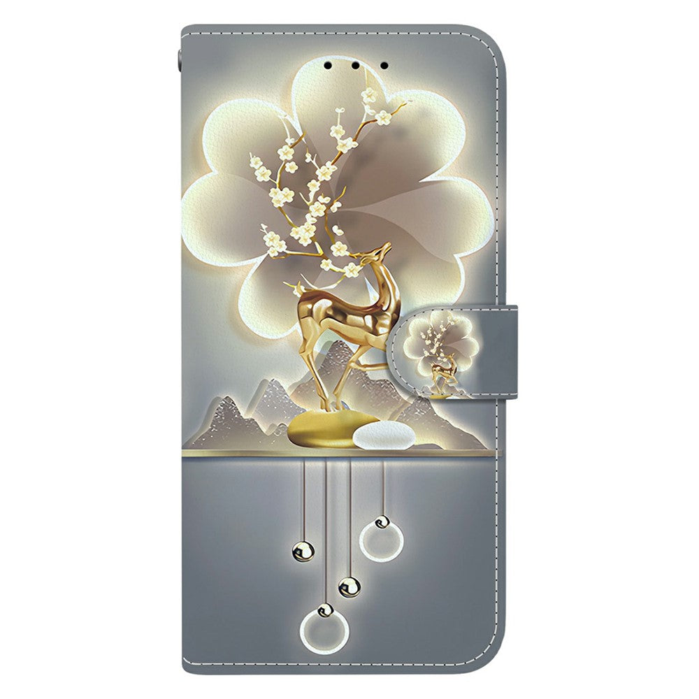 For iPhone 17 Pro Max Case Pattern Printing Anti-Drop Leather Flip Wallet Phone Cover with Lanyard - Sika Deer