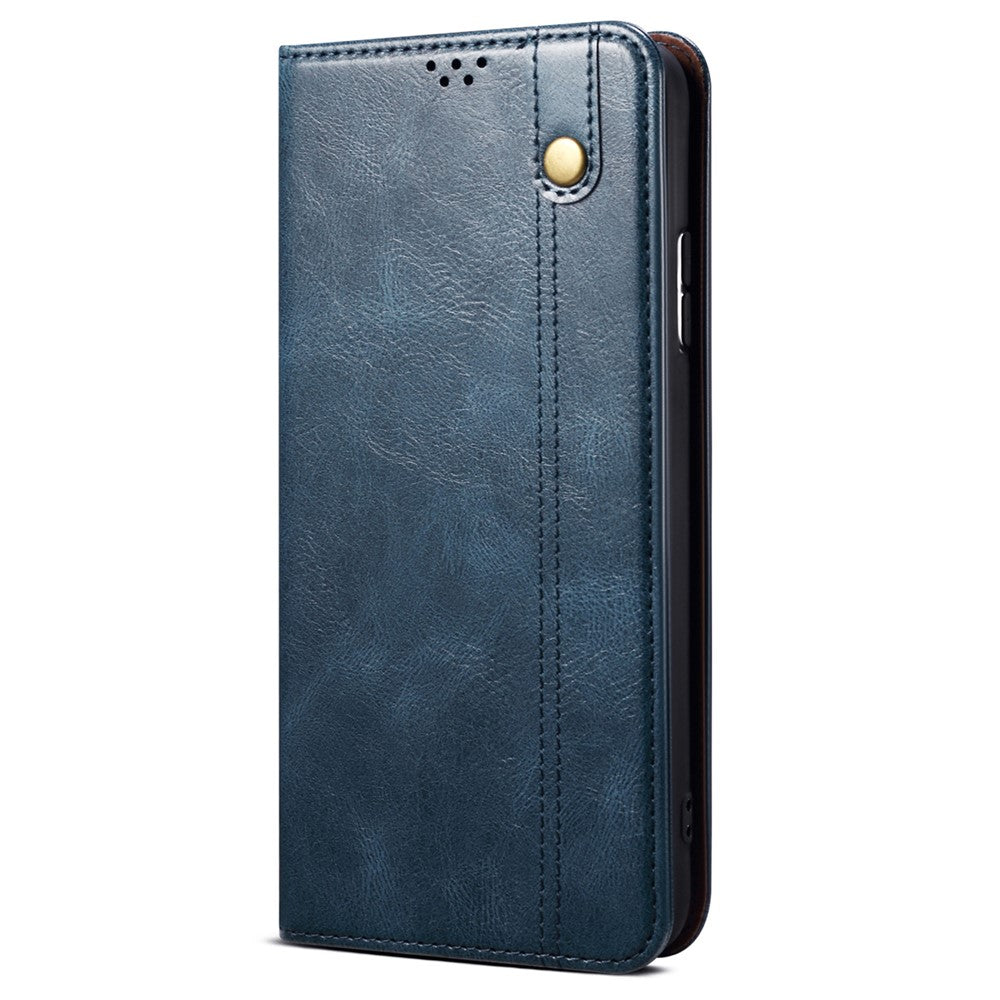 For Oppo Reno14 Pro 5G (Global) Case Crazy Horse Texture Waxy Leather Wallet Stand Phone Cover - Blue